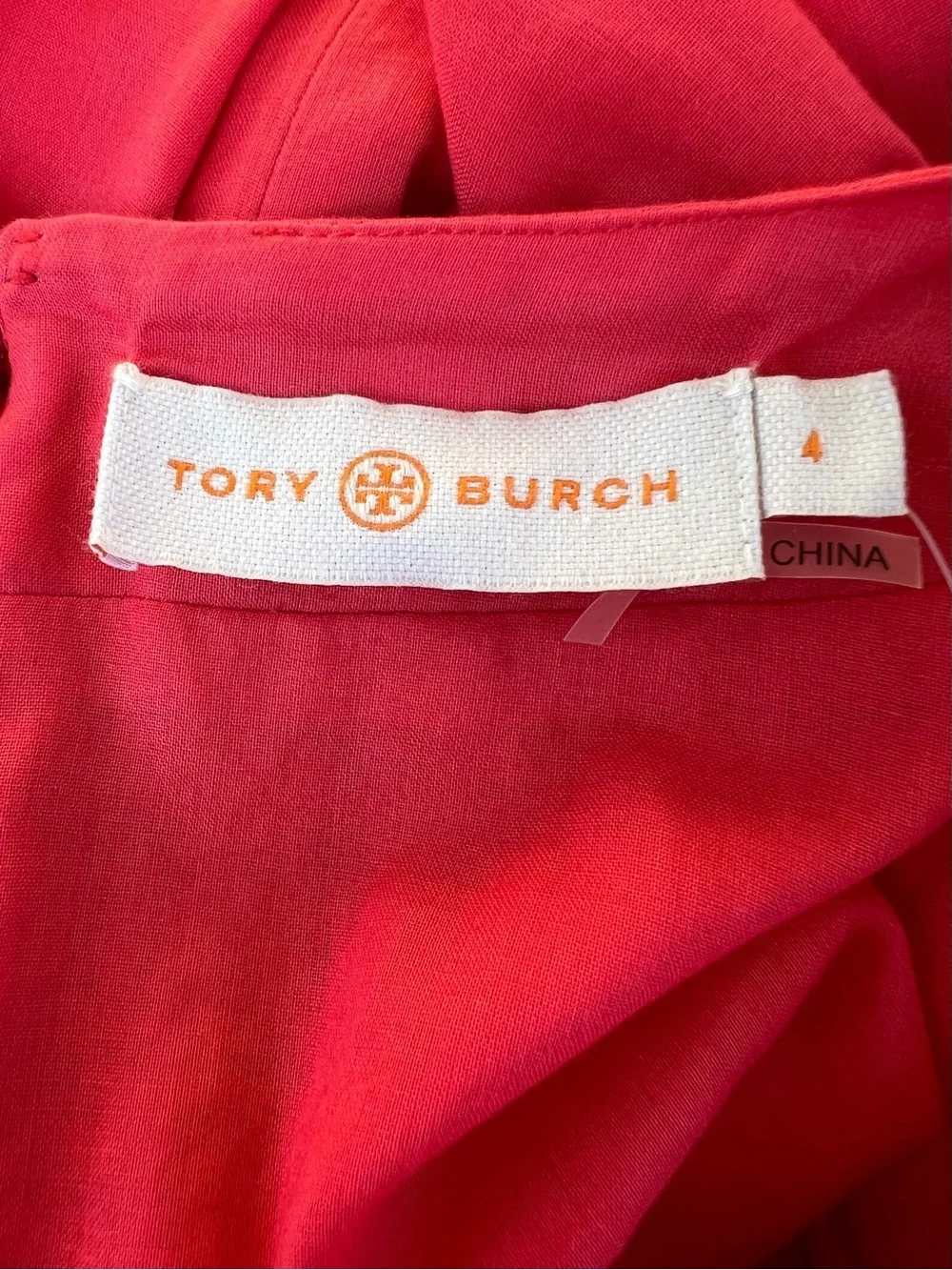Tory Burch Coral Tunic Dress with Gold & White Embroidery
